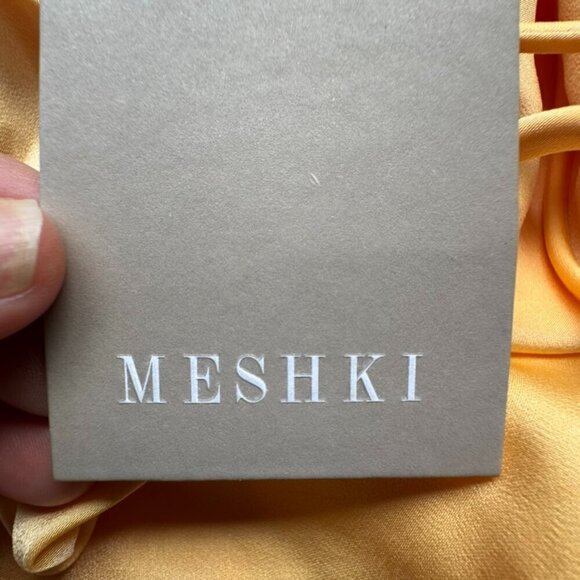 Meshki Chandra Lace Detail Satin Maxi Dress Lemon Size XXL Event Formal Wedding - Picture 10 of 13